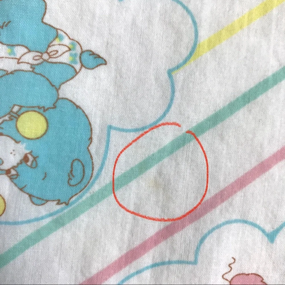 Care Bears Vintage Musical Notes Striped Crib Sheet Made in USA